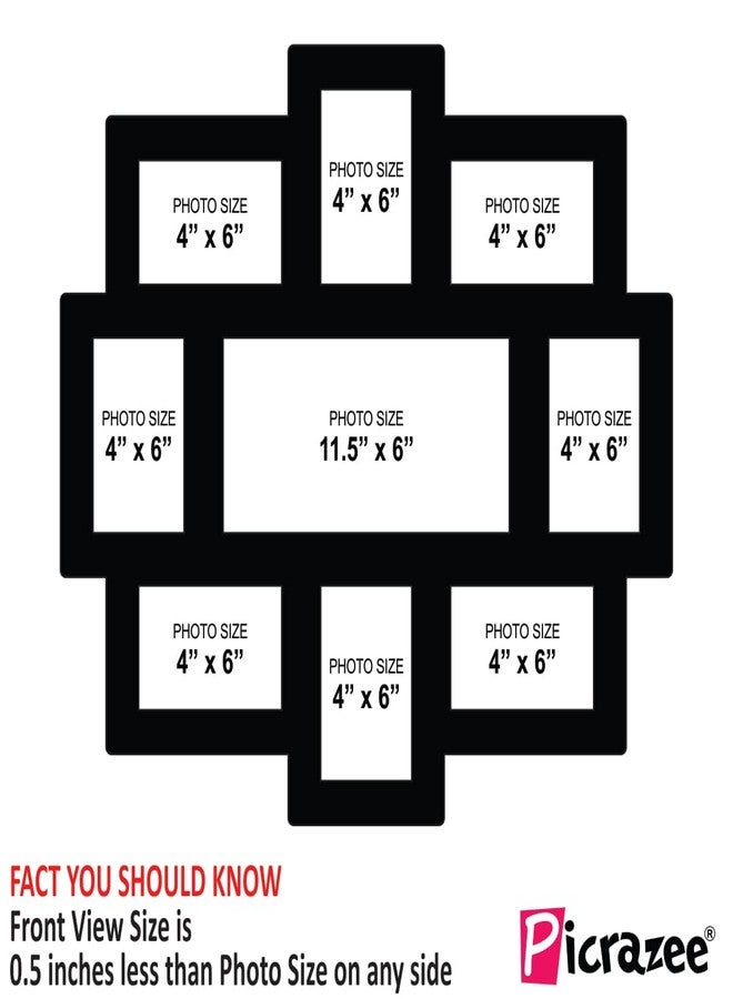 PICRAZEE إطار صور جداري من خشب MDF متعدد الصور في إطار واحد، إطار صور عائلي، ديكور جداري لغرفة المعيشة وغرفة النوم، وهدية (من 5 إلى 9 صور) - Image 4